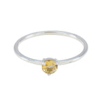 Citrine Solitaire American 925 Sterling Silver Yellow Gemstone Minimalist Feminine Ring Jewellery