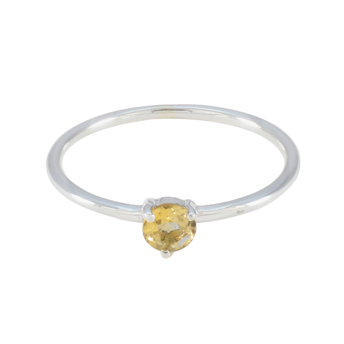 Citrine Solitaire American 925 Sterling Silver Yellow Gemstone Minimalist Feminine Ring Jewellery