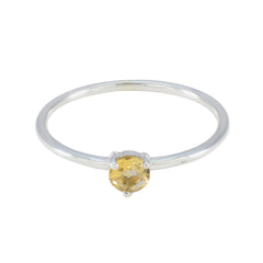 Citrine Solitaire American 925 Sterling Silver Yellow Gemstone Minimalist Feminine Ring Jewellery