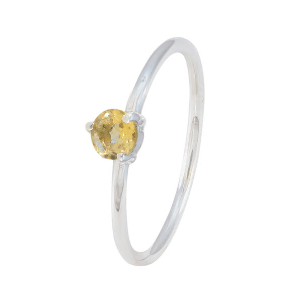 Citrine Solitaire American 925 Sterling Silver Yellow Gemstone Minimalist Feminine Ring Jewellery