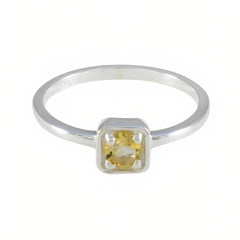 Citrine Solitaire Korean 925 Sterling Silver Yellow Gemstone Delicate Luxurious Ring Jewelry