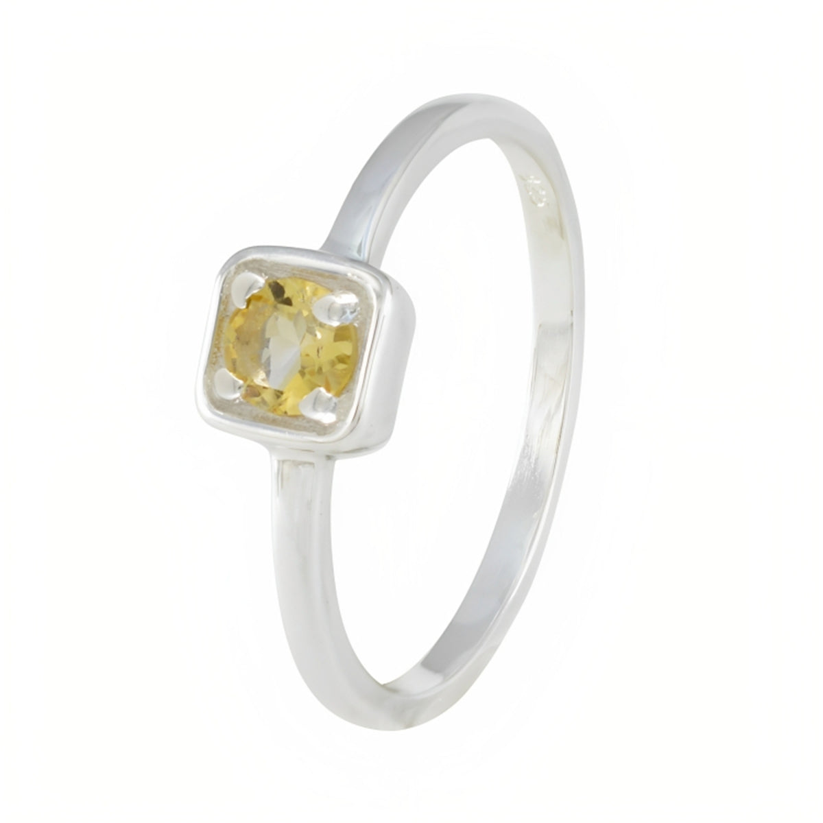 Citrine Solitaire Korean 925 Sterling Silver Yellow Gemstone Delicate Luxurious Ring Jewelry
