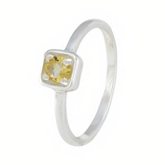 Citrine Solitaire Korean 925 Sterling Silver Yellow Gemstone Delicate Luxurious Ring Jewelry