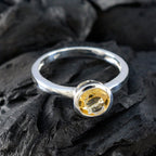 Citrine Solitaire Korean Sterling Silver Yellow Gems Dainty Trendy Ring Jewellery