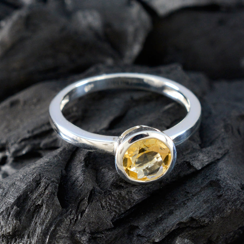 Citrine Solitaire Korean Sterling Silver Yellow Gems Dainty Trendy Ring Jewellery