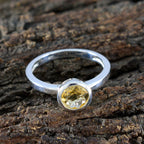 Citrine Solitaire Korean Sterling Silver Yellow Gems Dainty Trendy Ring Jewellery