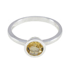 Citrine Solitaire Korean Sterling Silver Yellow Gems Dainty Trendy Ring Jewellery