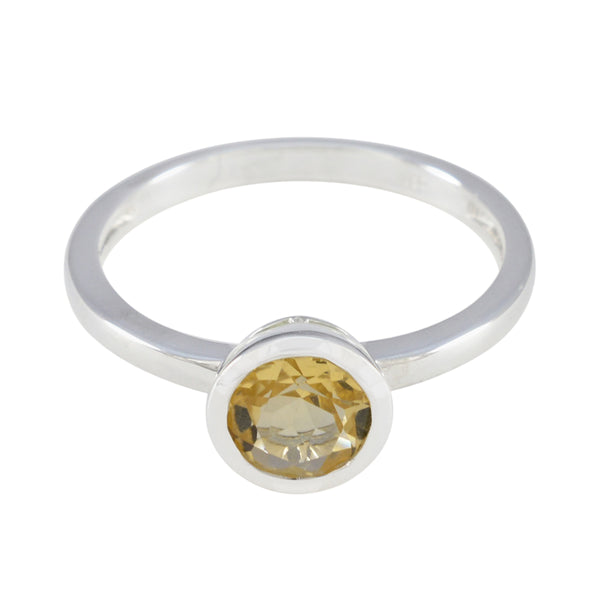 Citrine Solitaire Korean Sterling Silver Yellow Gems Dainty Trendy Ring Jewellery