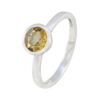 Citrine Solitaire Korean Sterling Silver Yellow Gems Dainty Trendy Ring Jewellery