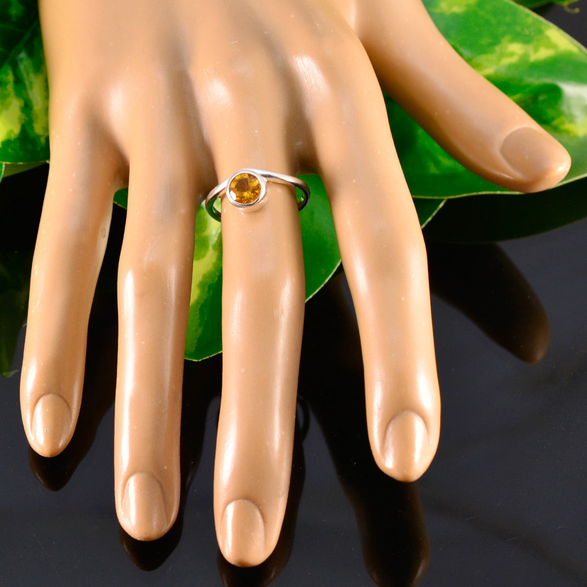 Citrine Solitaire Korean 925 Sterling Silver Yellow Gemstones Delicate Fairytale Ring Jewellery