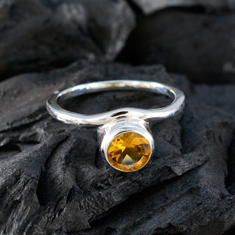 Citrine Solitaire Korean 925 Sterling Silver Yellow Gemstones Delicate Fairytale Ring Jewellery