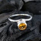 Citrine Solitaire Korean 925 Sterling Silver Yellow Gemstones Delicate Fairytale Ring Jewellery