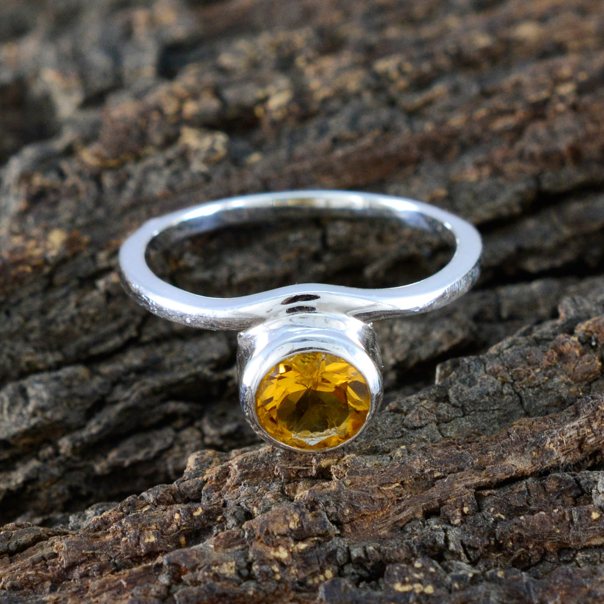 Citrine Solitaire Korean 925 Sterling Silver Yellow Gemstones Delicate Fairytale Ring Jewellery