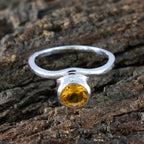 Citrine Solitaire Korean 925 Sterling Silver Yellow Gemstones Delicate Fairytale Ring Jewellery