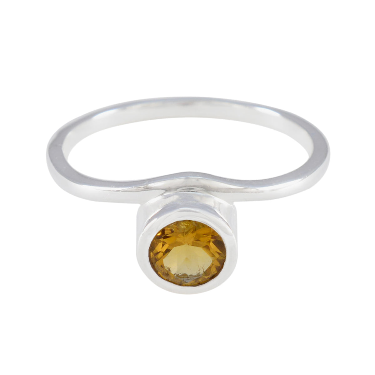 Citrine Solitaire Korean 925 Sterling Silver Yellow Gemstones Delicate Fairytale Ring Jewellery メイン画像