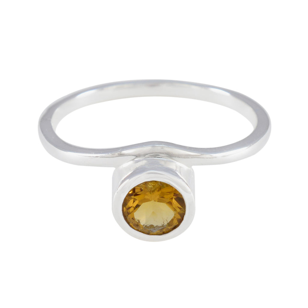 Citrine Solitaire Korean 925 Sterling Silver Yellow Gemstones Delicate Fairytale Ring Jewellery