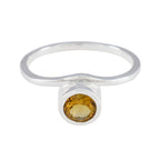 Citrine Solitaire Korean 925 Sterling Silver Yellow Gemstones Delicate Fairytale Ring Jewellery