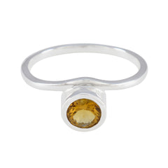 Citrine Solitaire Korean 925 Sterling Silver Yellow Gemstones Delicate Fairytale Ring Jewellery