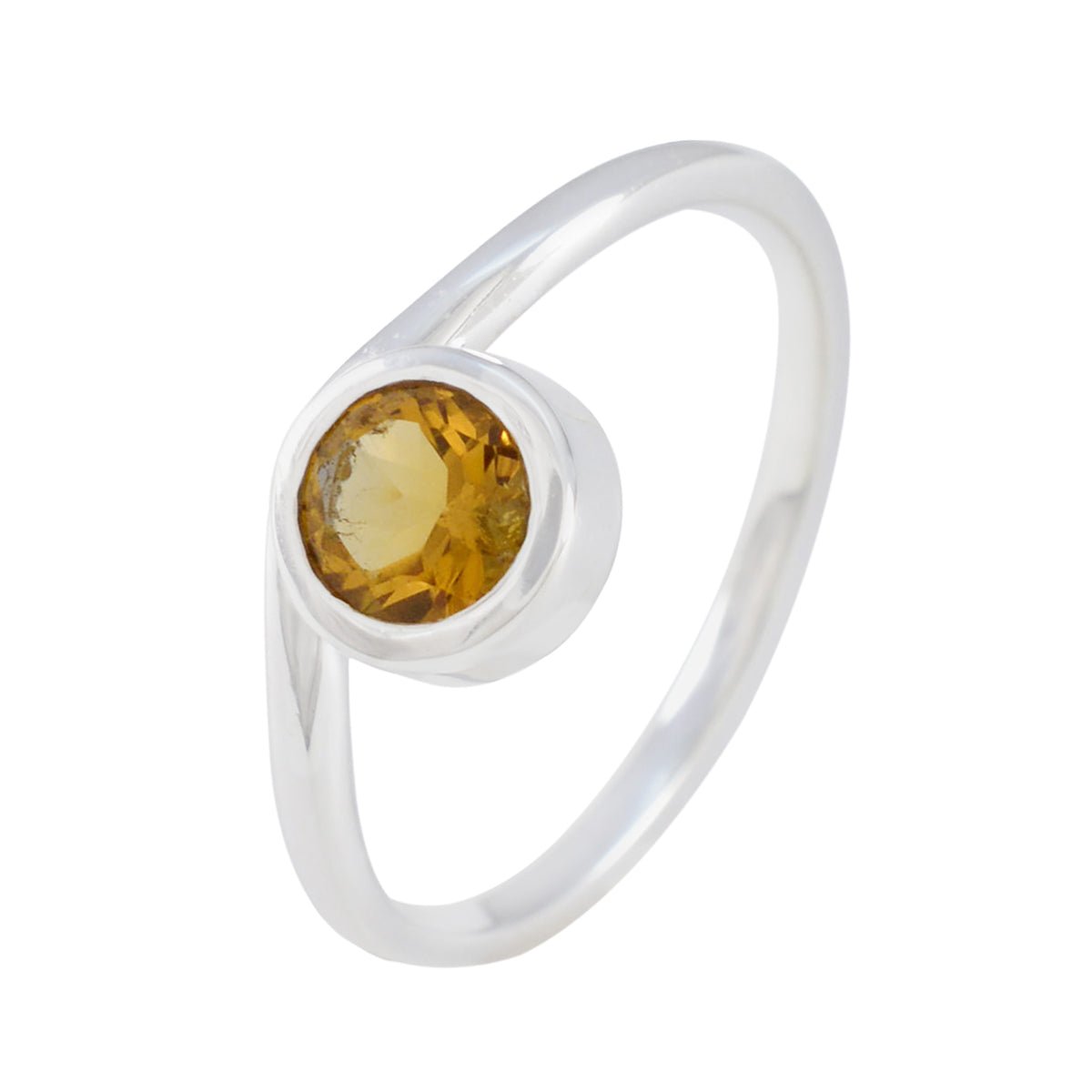 Citrine Solitaire Korean 925 Sterling Silver Yellow Gemstones Delicate Fairytale Ring Jewellery