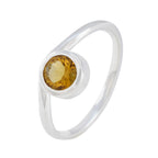 Citrine Solitaire Korean 925 Sterling Silver Yellow Gemstones Delicate Fairytale Ring Jewellery