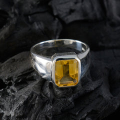 Citrine Solitaire Egyptian Sterling Silver Yellow Gemstones Eye catching Modern Ring Jewelry