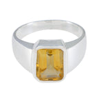 Citrine Solitaire Egyptian Sterling Silver Yellow Gemstones Eye catching Modern Ring Jewelry