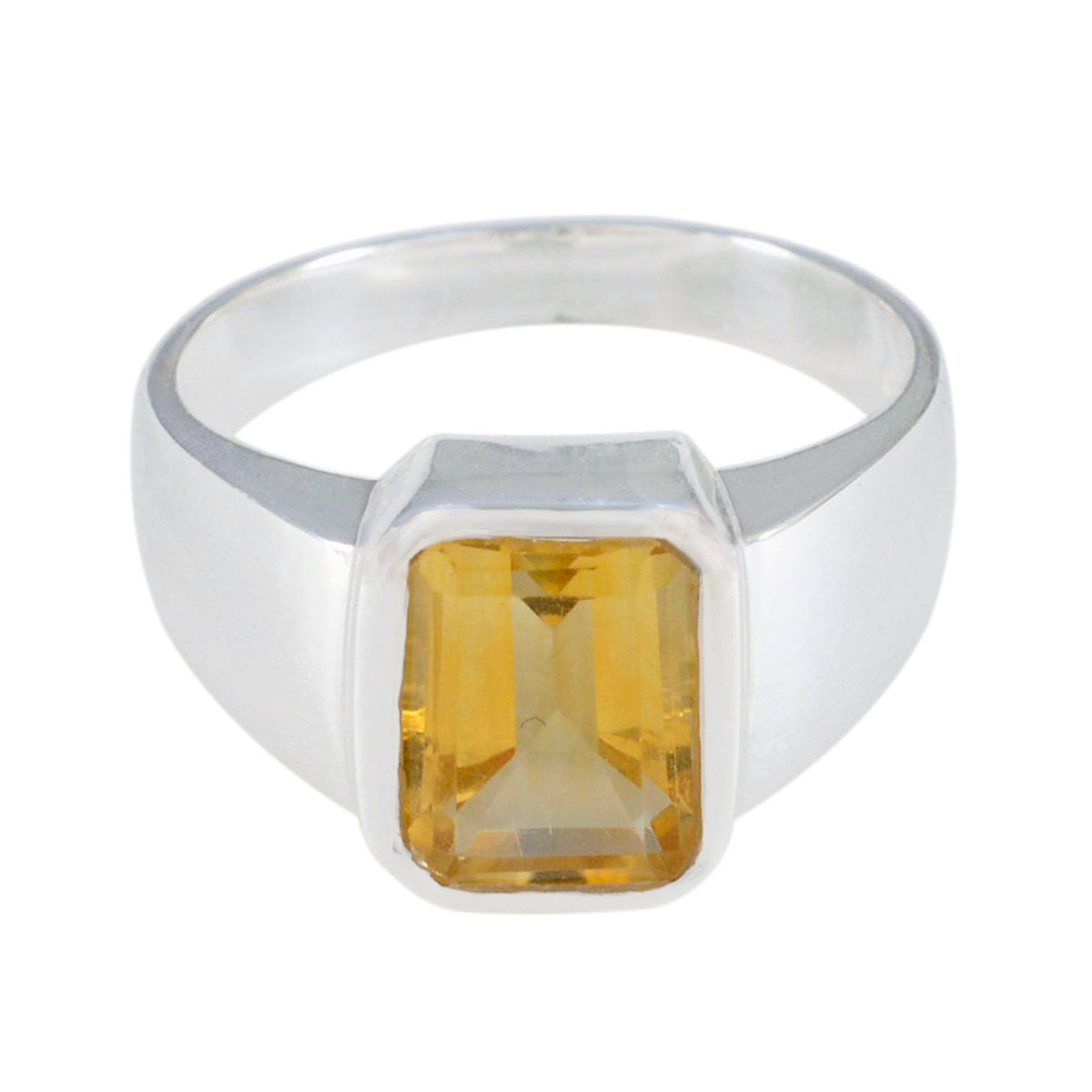 Citrine Solitaire Egyptian Sterling Silver Yellow Gemstones Eye catching Modern Ring Jewelry