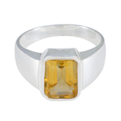 Citrine Solitaire Egyptian Sterling Silver Yellow Gemstones Eye catching Modern Ring Jewelry