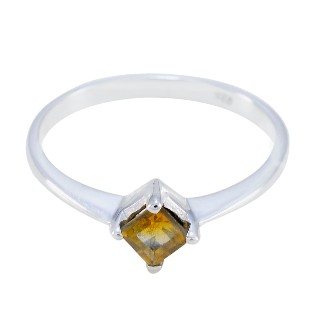 Citrine Solitaire Korean Sterling Silver Yellow Gems Delicate Romantic Ring Jewelry Huvudsaklig produktbild