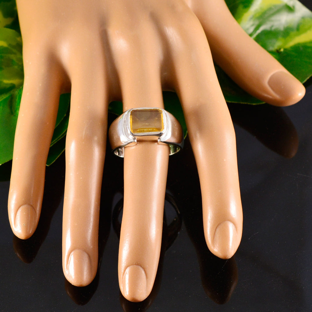 Citrine Solitaire Egyptian 92.5 Silver Yellow Gemstone Essential  Contemporary Ring Jewellery