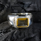 Citrine Solitaire Egyptian 92.5 Silver Yellow Gemstone Essential  Contemporary Ring Jewellery