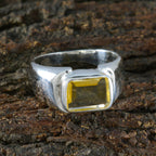 Citrine Solitaire Egyptian 92.5 Silver Yellow Gemstone Essential  Contemporary Ring Jewellery