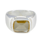 Citrine Solitaire Egyptian 92.5 Silver Yellow Gemstone Essential  Contemporary Ring Jewellery