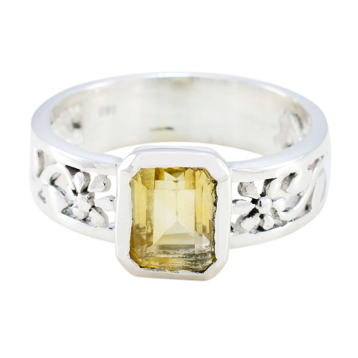 Citrine Solitaire Spanish 925 Sterling Silver Yellow Gemstone Classic Filigree Ring Jewelry メイン画像