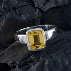 Citrine Solitaire German Silver Yellow Gems Slim Boho Ring Jewelry