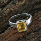 Citrine Solitaire German Silver Yellow Gems Slim Boho Ring Jewelry