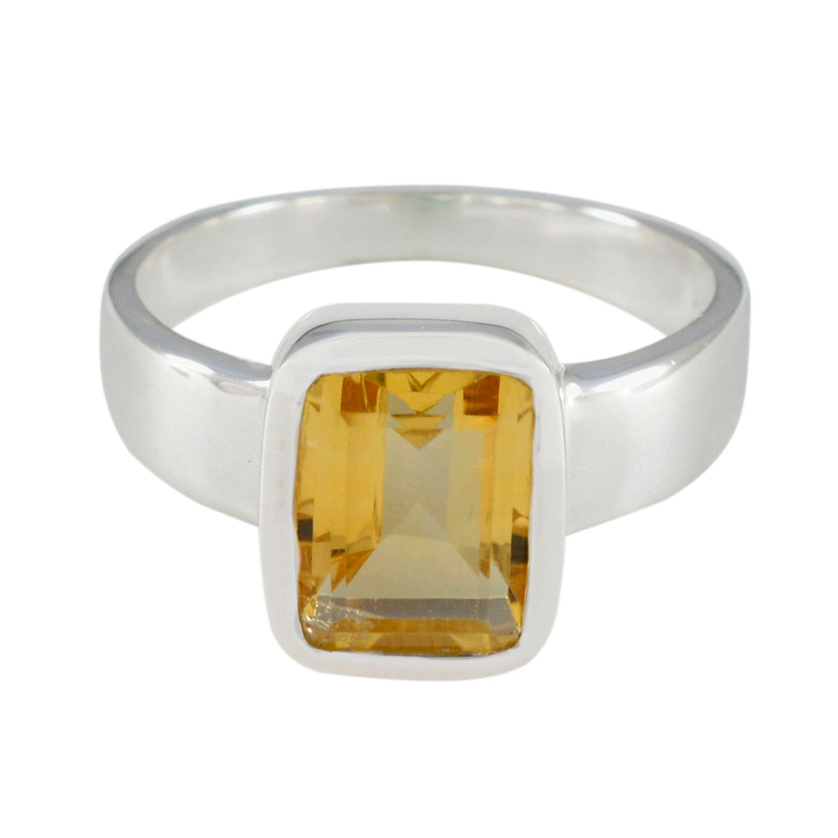 Citrine Solitaire German Silver Yellow Gems Slim Boho Ring Jewelry