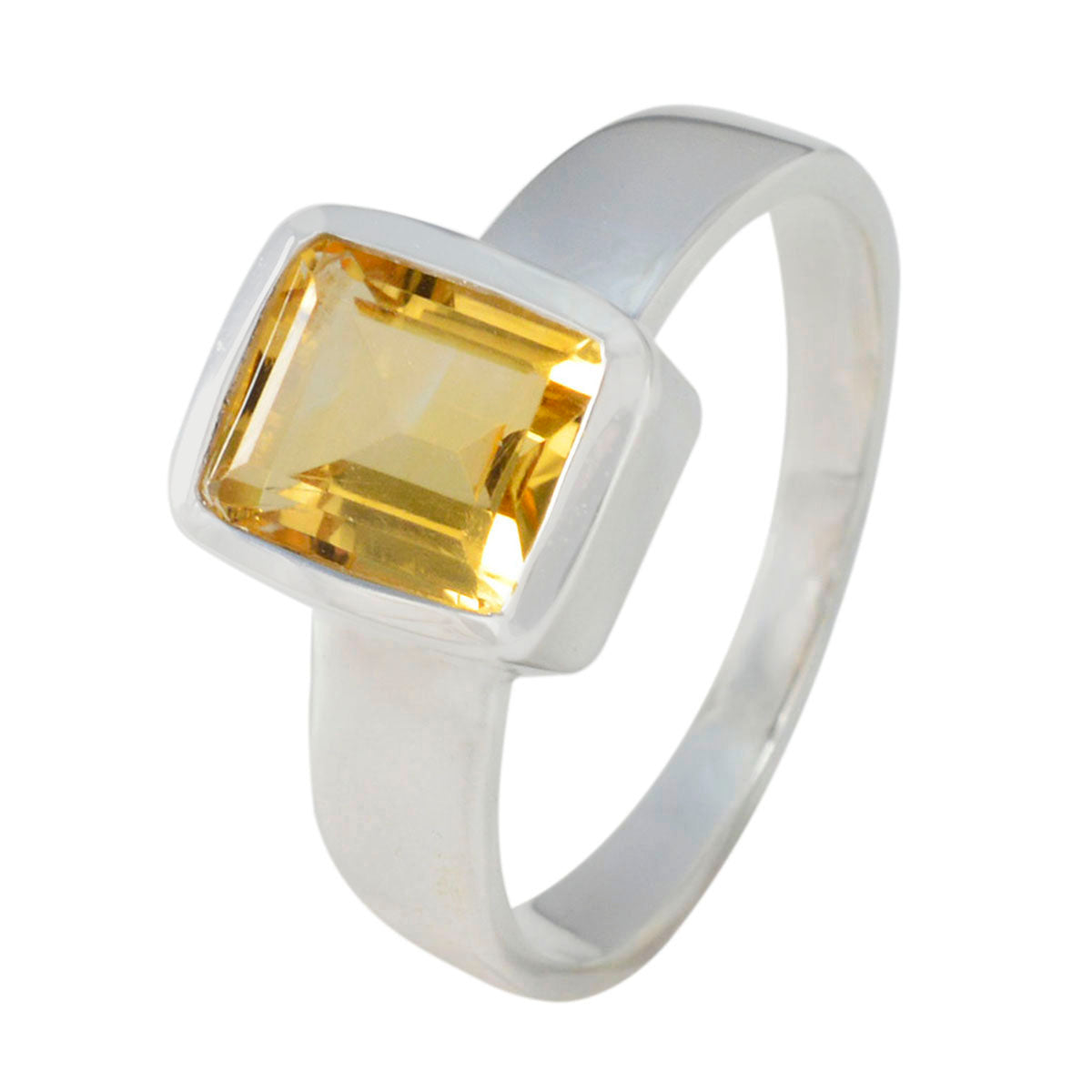 Citrine Solitaire German Silver Yellow Gems Slim Boho Ring Jewelry