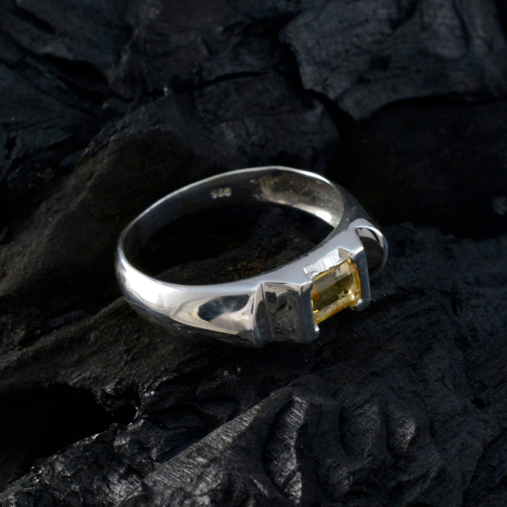 Citrine Solitaire Egyptian 925 Silver Yellow Gems Tiny Contemporary Ring Jewelry
