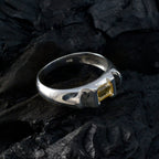 Citrine Solitaire Egyptian 925 Silver Yellow Gems Tiny Contemporary Ring Jewelry