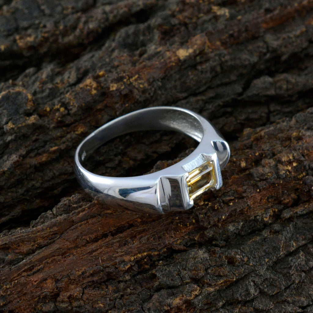 Citrine Solitaire Egyptian 925 Silver Yellow Gems Tiny Contemporary Ring Jewelry
