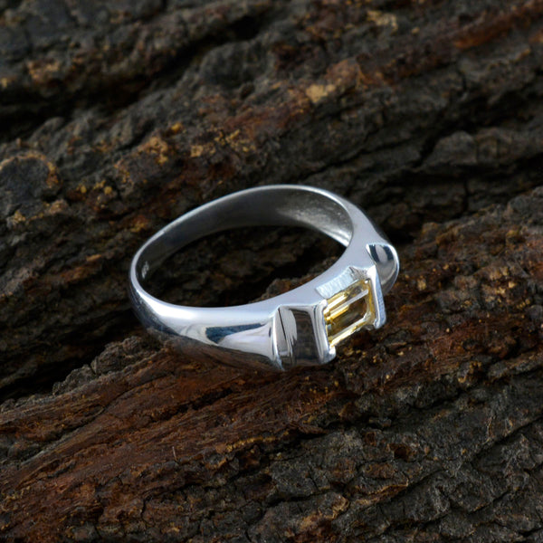 Citrine Solitaire Egyptian 925 Silver Yellow Gems Tiny Contemporary Ring Jewelry