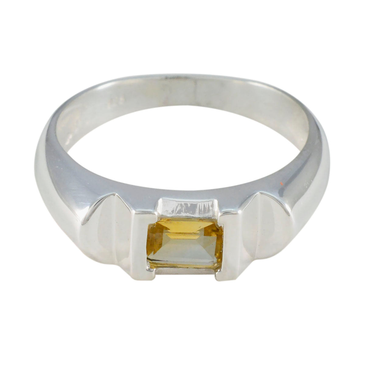 Citrine Solitaire Egyptian 925 Silver Yellow Gems Tiny Contemporary Ring Jewelry