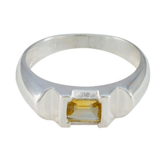 Citrine Solitaire Egyptian 925 Silver Yellow Gems Tiny Contemporary Ring Jewelry