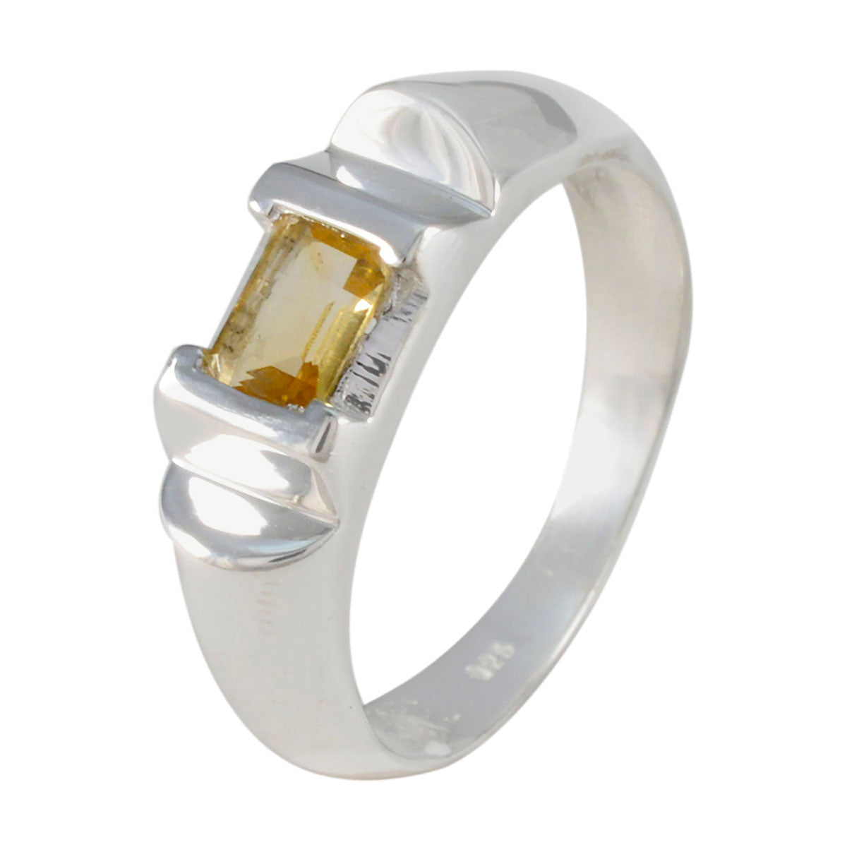 Citrine Solitaire Egyptian 925 Silver Yellow Gems Tiny Contemporary Ring Jewelry