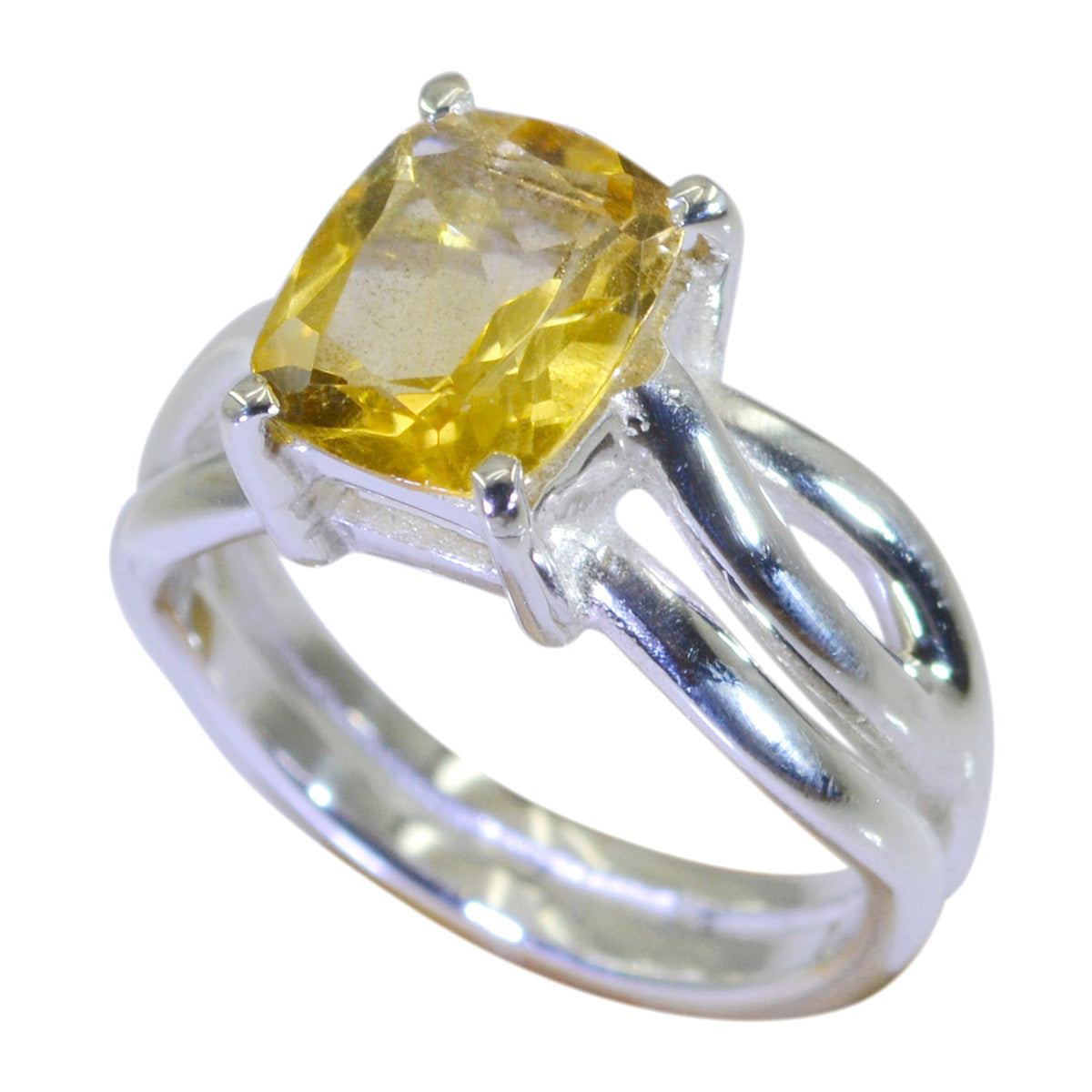 Citrine Solitaire Egyptian 925 Silver Yellow Gemstone Minimal Love Ring Jewellery メイン画像