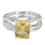Citrine Solitaire Egyptian 925 Silver Yellow Gemstone Minimal Love Ring Jewellery