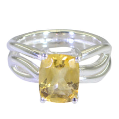 Citrine Solitaire Egyptian 925 Silver Yellow Gemstone Minimal Love Ring Jewellery