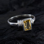 Citrine Solitaire Japanese 925 Silver Yellow Gemstones Whisper thin Feminine Ring Jewellery