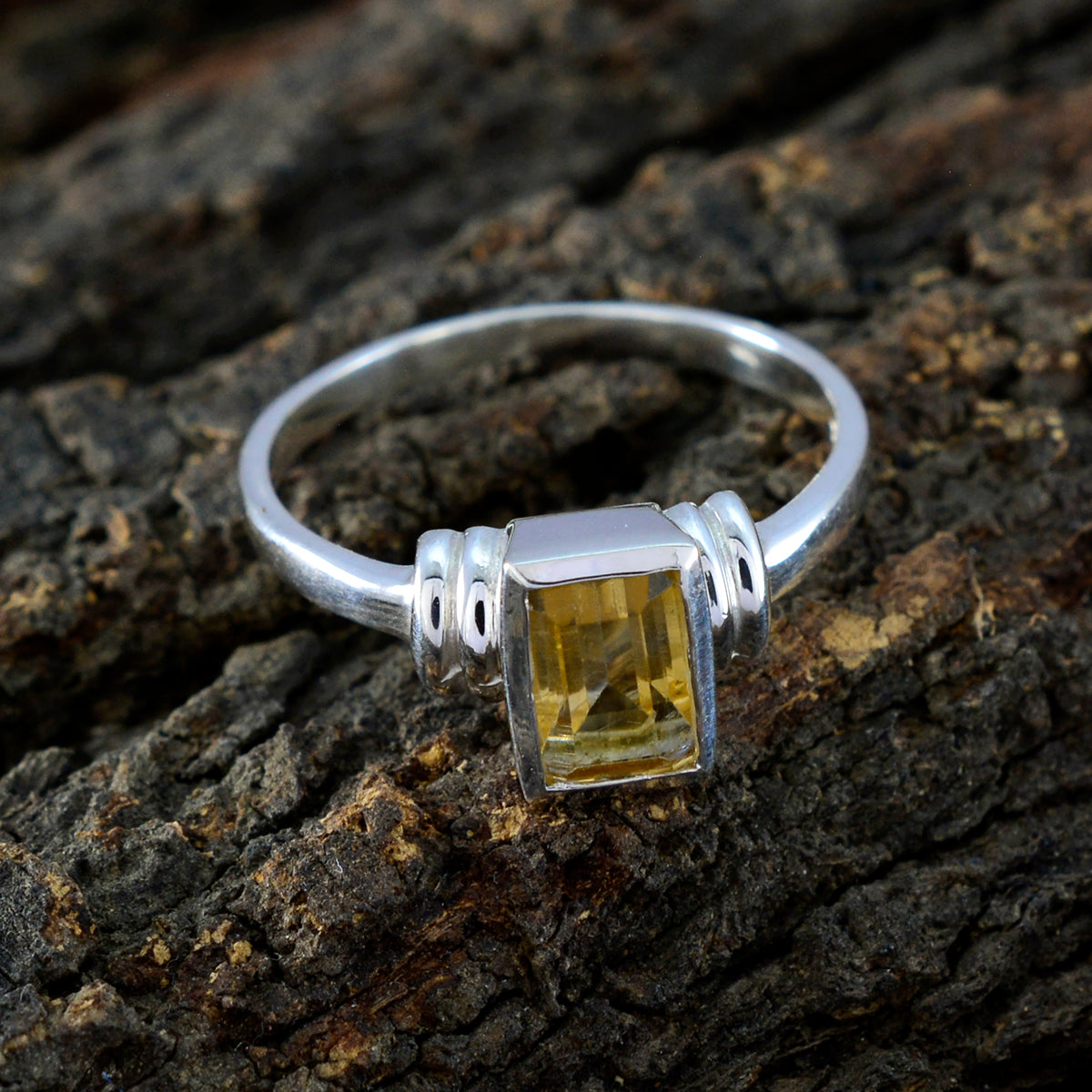 Citrine Solitaire Japanese 925 Silver Yellow Gemstones Whisper thin Feminine Ring Jewellery
